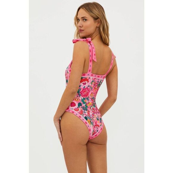 Beach Riot Women's Multicolor Floral Akira One Piece Swimsuit Large NWOT - Picture 2 of 7